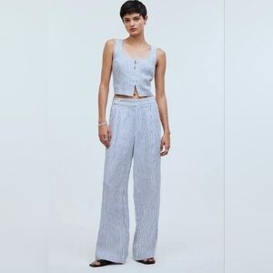 Madewell Blue and White Striped Linen Pants